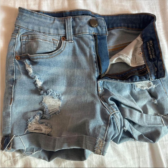 Aeropostale Light Blue Distressed Jean Shorts - Picture 2 of 4